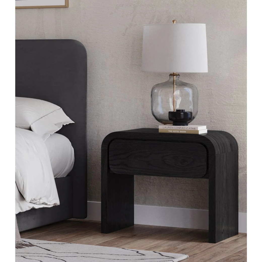5PC Full Size Contemporary Bedroom Set – Elora Collection, Jet & Charcoal Finish by Modus Furniture