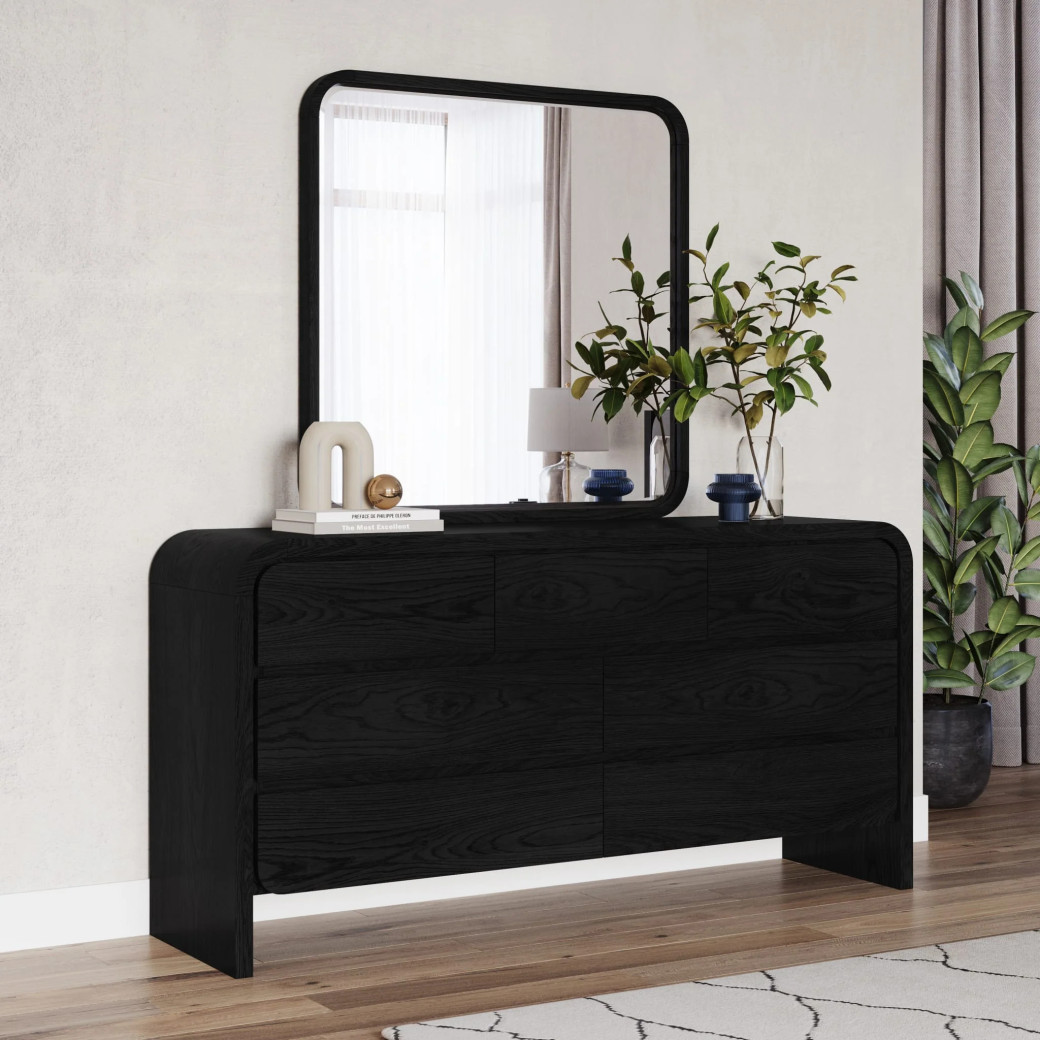 5PC Full Size Contemporary Bedroom Set – Elora Collection, Jet & Charcoal Finish by Modus Furniture