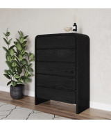 5PC Full Size Contemporary Bedroom Set – Elora Collection, Jet & Charcoal Finish by Modus Furniture