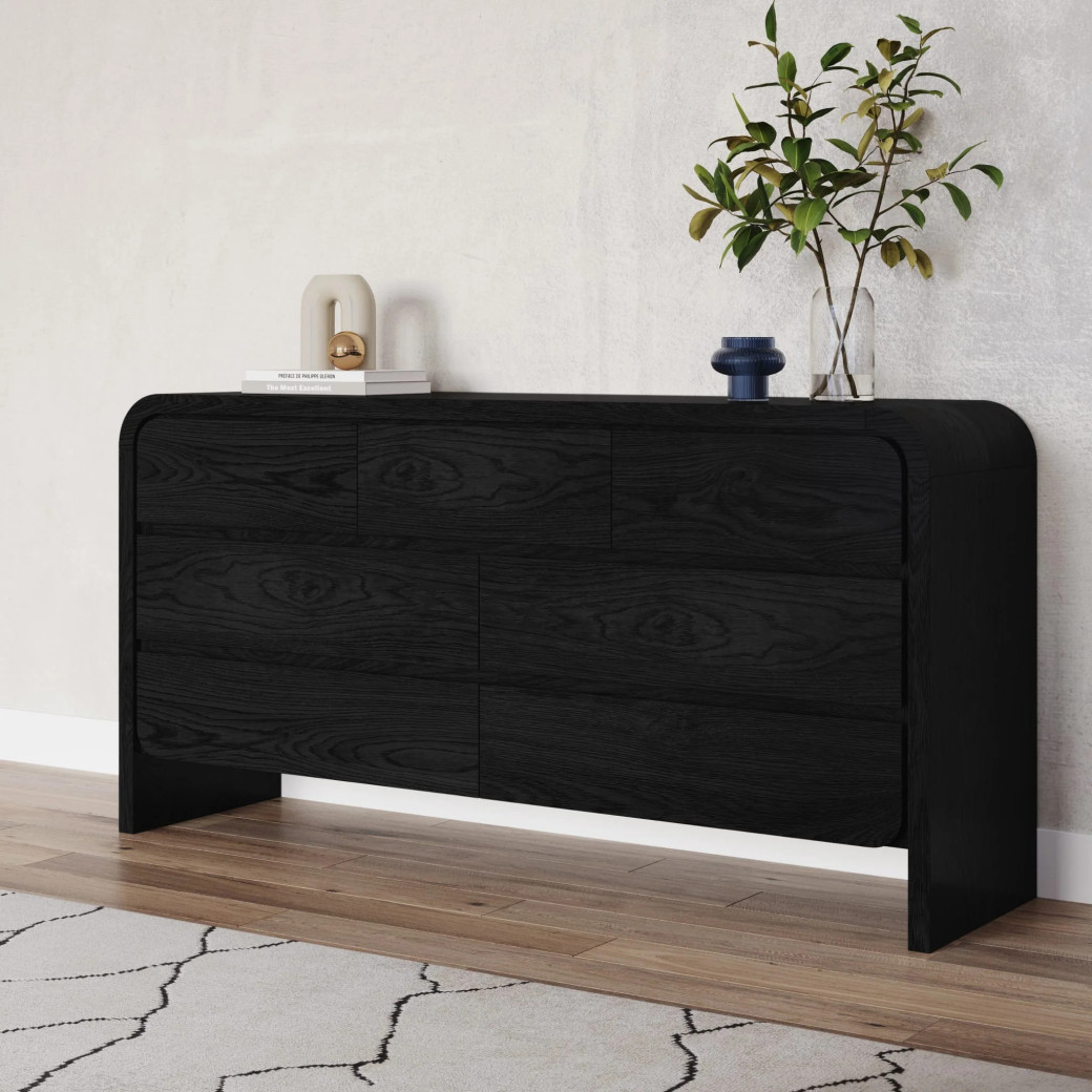 5PC Full Size Contemporary Bedroom Set – Elora Collection, Jet & Charcoal Finish by Modus Furniture