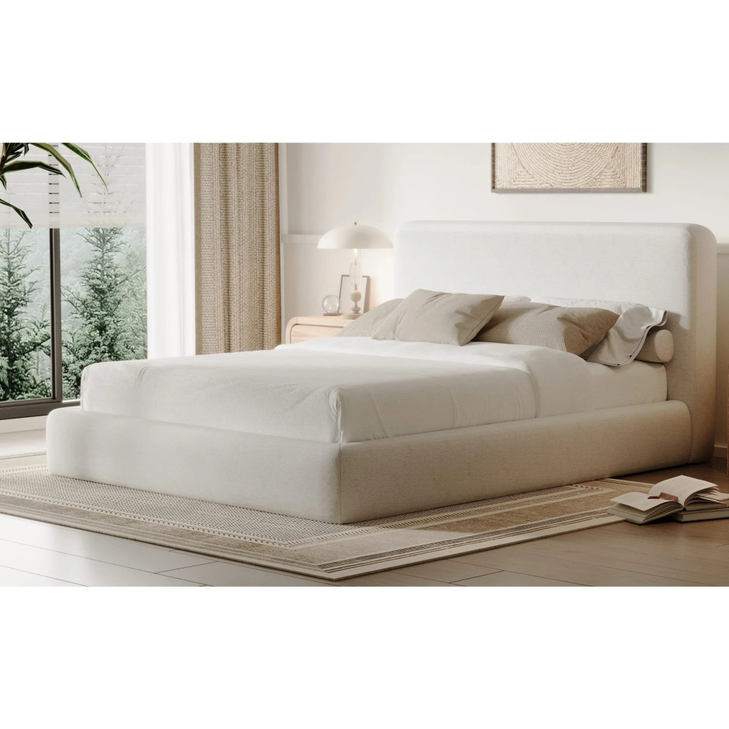 5PC Full Size Bedroom Set with Upholstered Platform Bed – Contemporary Style, Timber Finish, Elora Collection by Modus Furniture