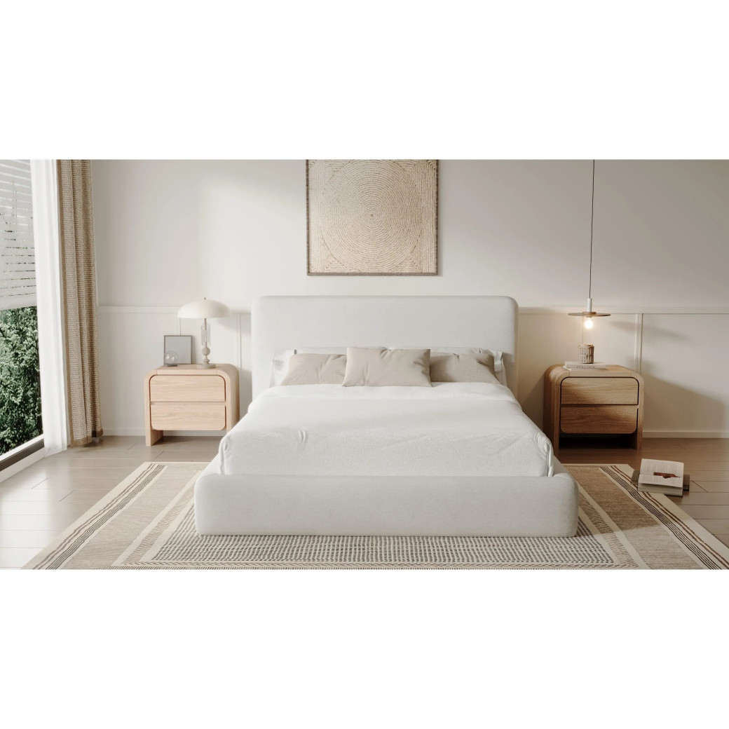5PC Full Size Bedroom Set with Upholstered Platform Bed – Contemporary Style, Timber Finish, Elora Collection by Modus Furniture