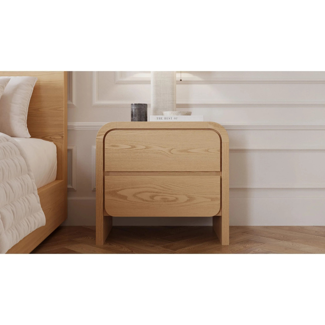5PC Full Size Bedroom Set with Upholstered Platform Bed – Contemporary Style, Timber Finish, Elora Collection by Modus Furniture