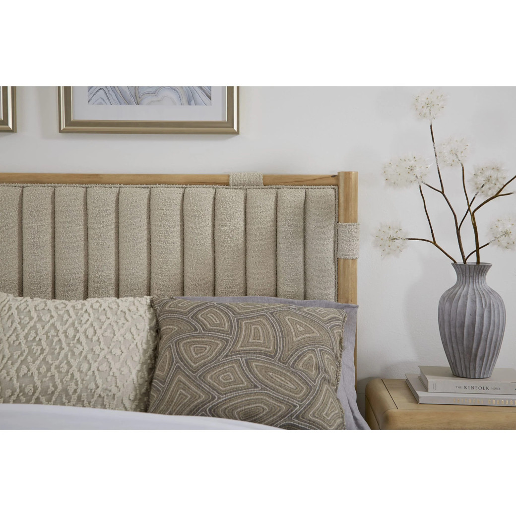 5PC Full Size Bedroom Set – Ginger & Brown Bouclé, Contemporary Style – Furano Collection by Modus Furniture