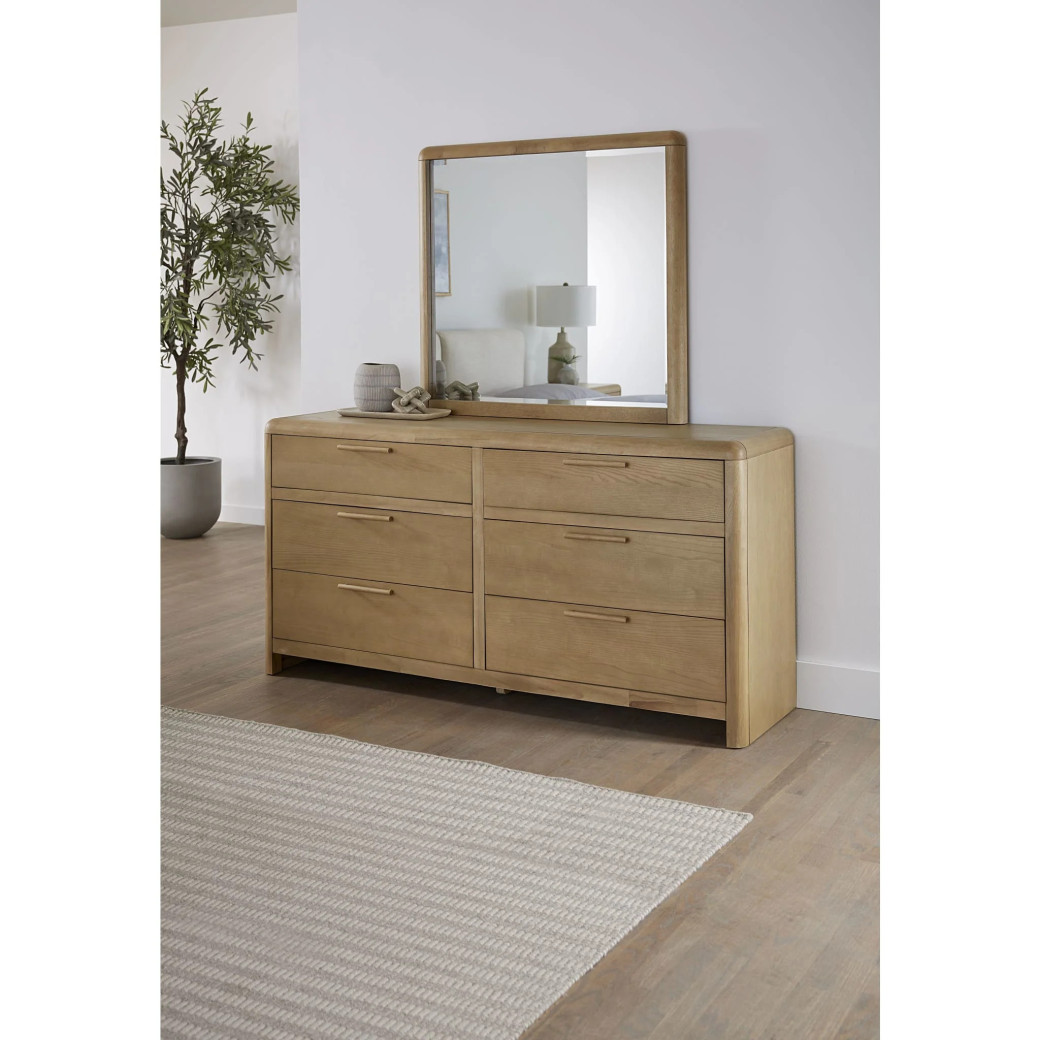 5PC Full Size Bedroom Set – Ginger & Brown Bouclé, Contemporary Style – Furano Collection by Modus Furniture