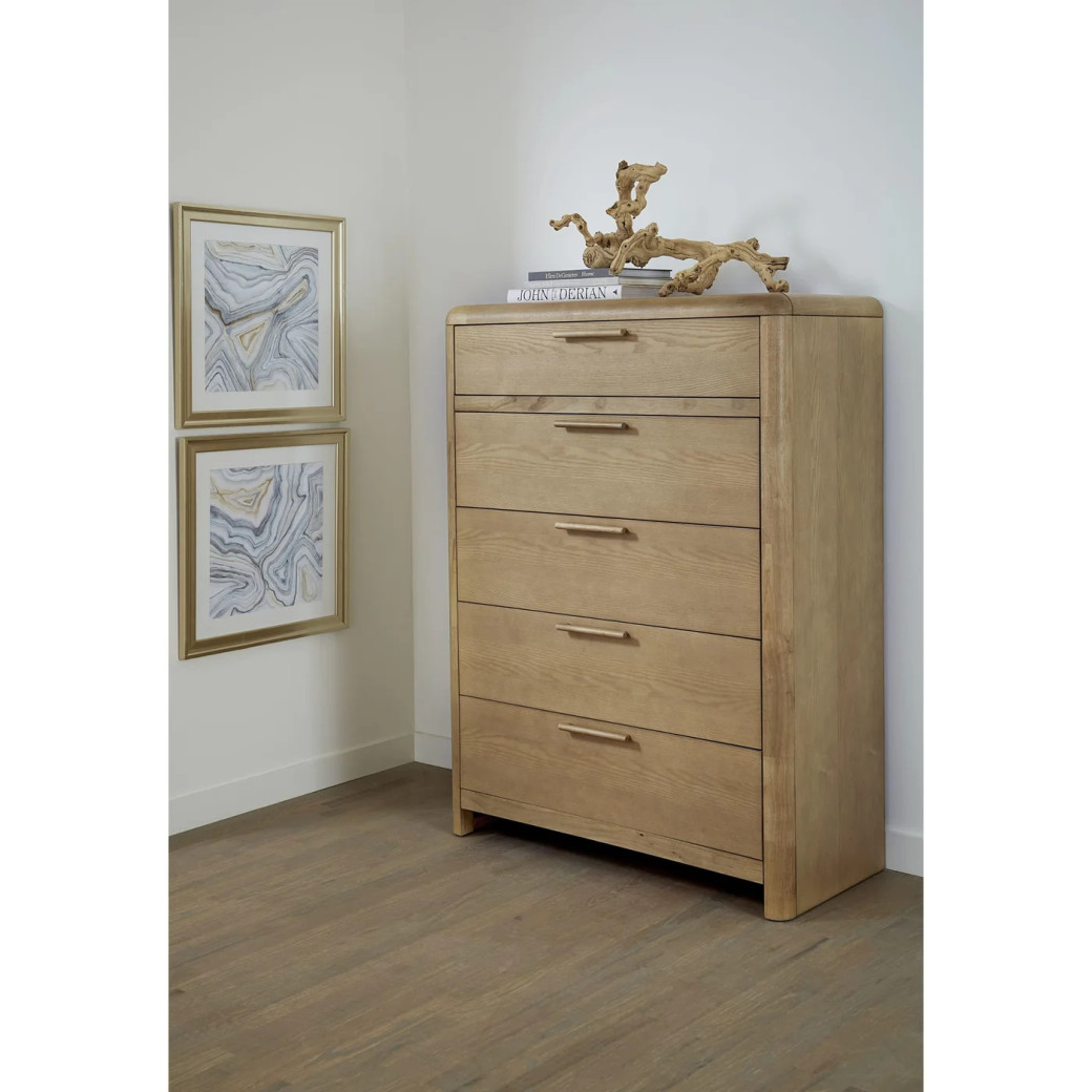 5PC Full Size Bedroom Set – Ginger & Brown Bouclé, Contemporary Style – Furano Collection by Modus Furniture