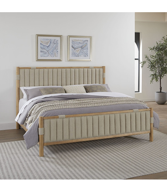 5PC Full Size Bedroom Set – Ginger & Brown Bouclé, Contemporary Style – Furano Collection by Modus Furniture