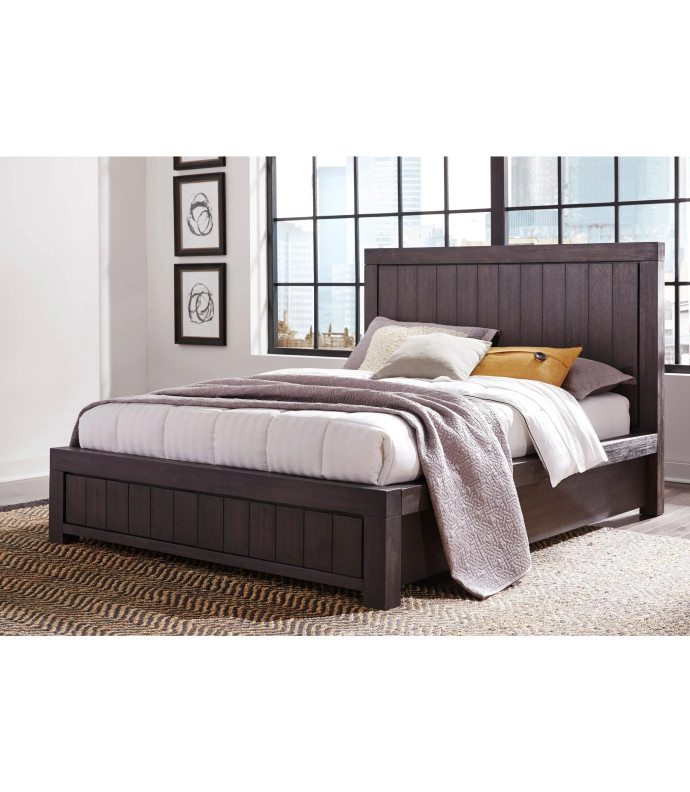 5PC Full Size Bedroom Set – Heath Collection by Modus Furniture Contemporary Style | Wood Platform Bed | Basalt Grey Finish