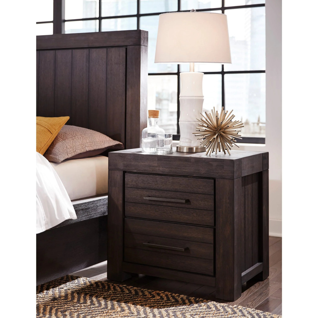 5PC Full Size Bedroom Set – Heath Collection by Modus Furniture Contemporary Style | Wood Platform Bed | Basalt Grey Finish