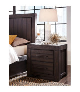 5PC Full Size Bedroom Set – Heath Collection by Modus Furniture Contemporary Style | Wood Platform Bed | Basalt Grey Finish