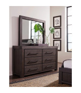 5PC Full Size Bedroom Set – Heath Collection by Modus Furniture Contemporary Style | Wood Platform Bed | Basalt Grey Finish
