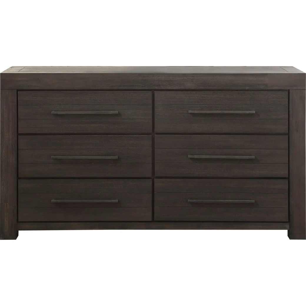 5PC Full Size Bedroom Set – Heath Collection by Modus Furniture Contemporary Style | Wood Platform Bed | Basalt Grey Finish