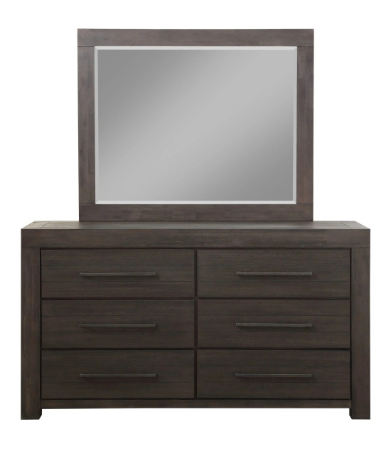 5PC Full Size Bedroom Set – Heath Collection by Modus Furniture Contemporary Style | Wood Platform Bed | Basalt Grey Finish