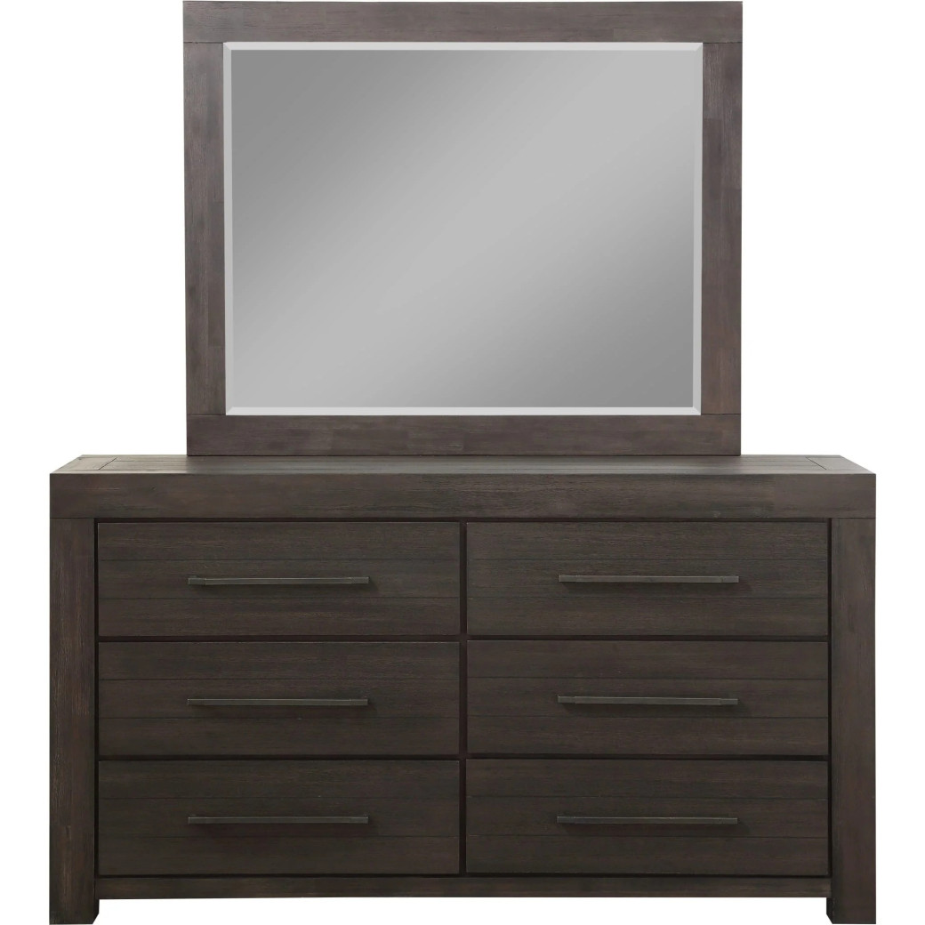 5PC Full Size Bedroom Set – Heath Collection by Modus Furniture Contemporary Style | Wood Platform Bed | Basalt Grey Finish
