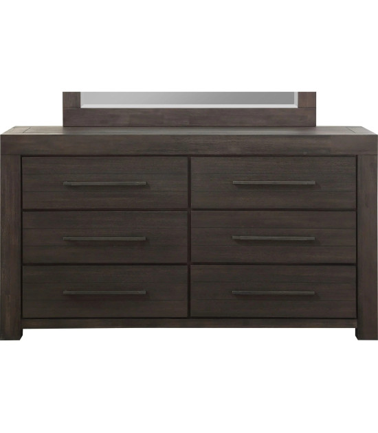 5PC Full Size Bedroom Set – Heath Collection by Modus Furniture Contemporary Style | Wood Platform Bed | Basalt Grey Finish