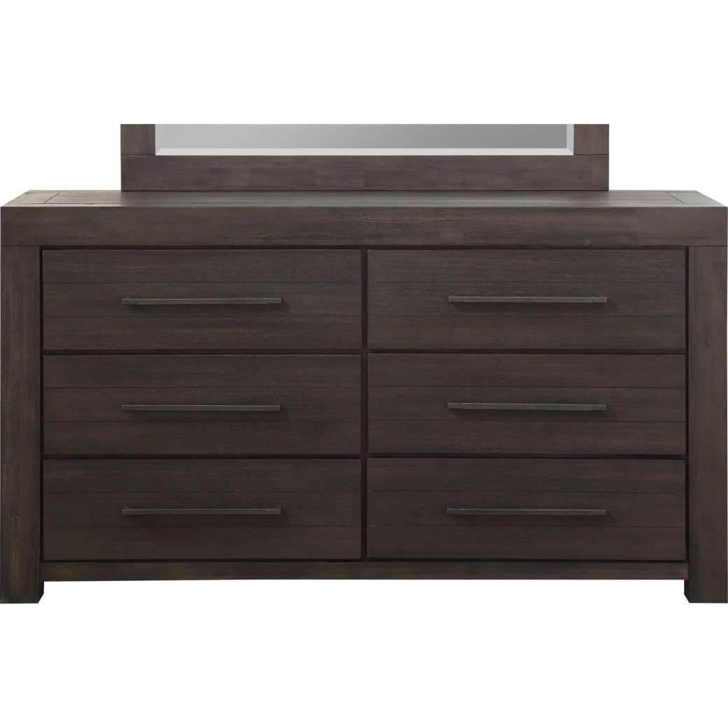 5PC Full Size Bedroom Set – Heath Collection by Modus Furniture Contemporary Style | Wood Platform Bed | Basalt Grey Finish