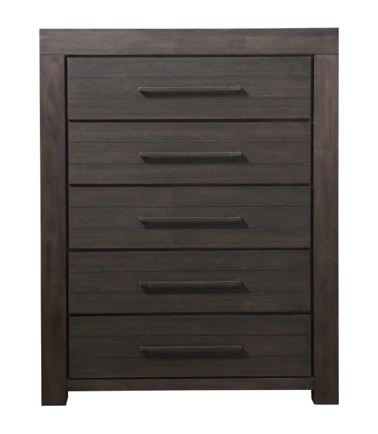 5PC Full Size Bedroom Set – Heath Collection by Modus Furniture Contemporary Style | Wood Platform Bed | Basalt Grey Finish