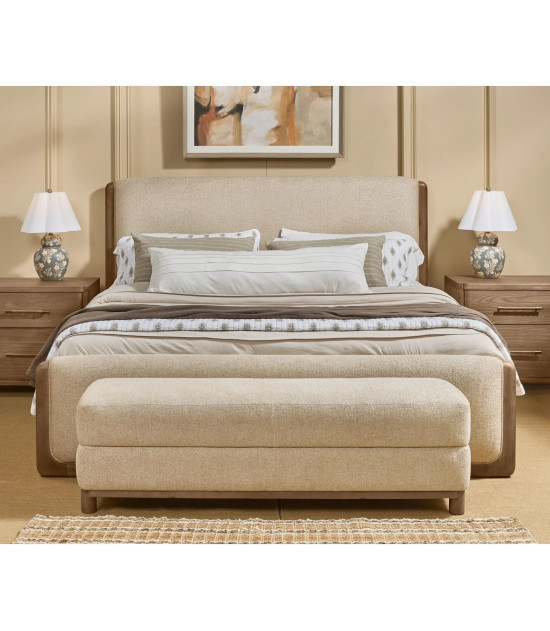 5PC Queen Bedroom Set Contemporary Style in Cabin Glow Finish – Hollis Collection by Modus Furniture