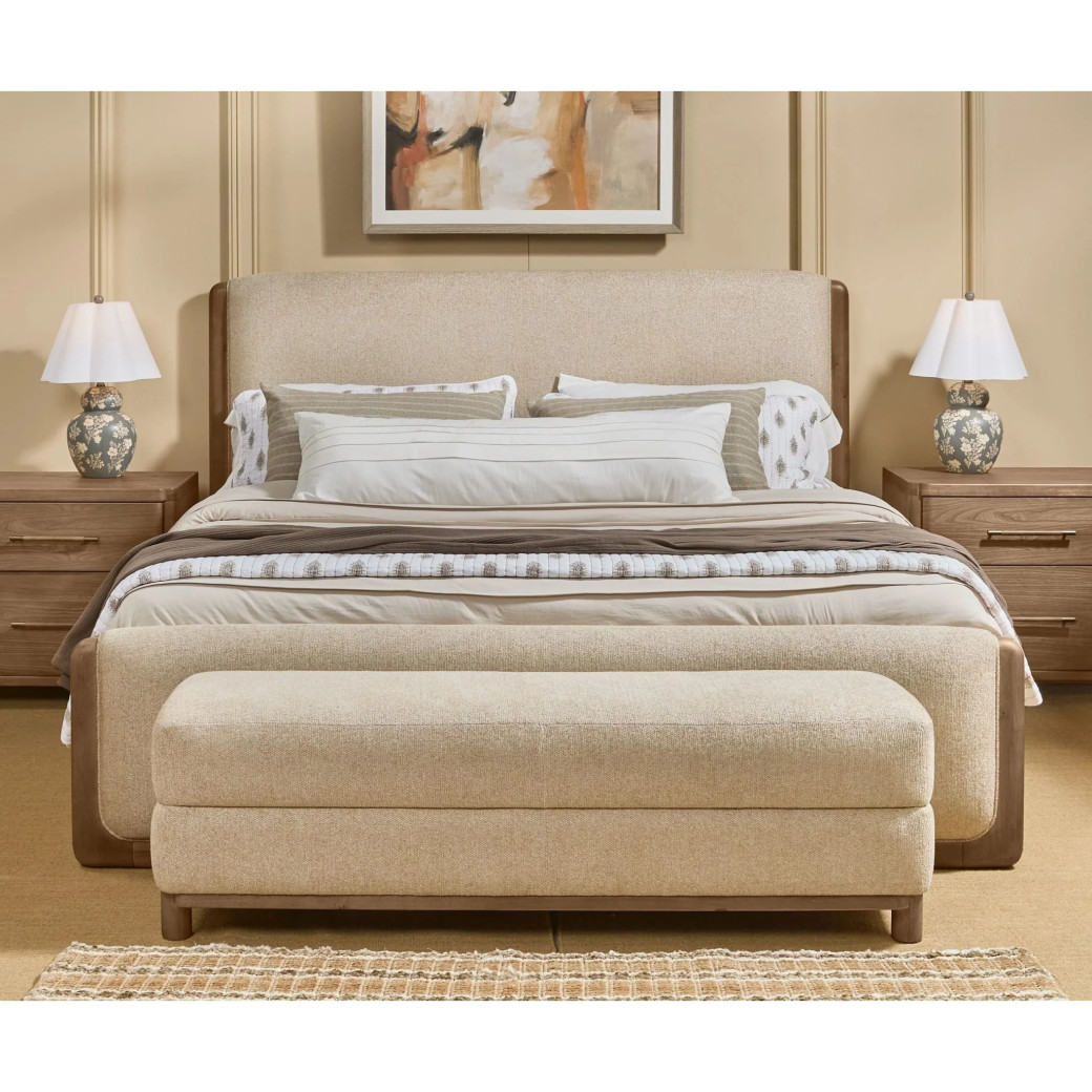 5PC Queen Bedroom Set Contemporary Style in Cabin Glow Finish – Hollis Collection by Modus Furniture