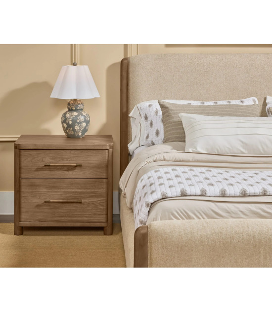 5PC Queen Bedroom Set Contemporary Style in Cabin Glow Finish – Hollis Collection by Modus Furniture