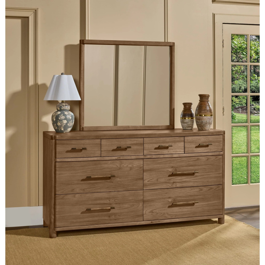 5PC Queen Bedroom Set Contemporary Style in Cabin Glow Finish – Hollis Collection by Modus Furniture
