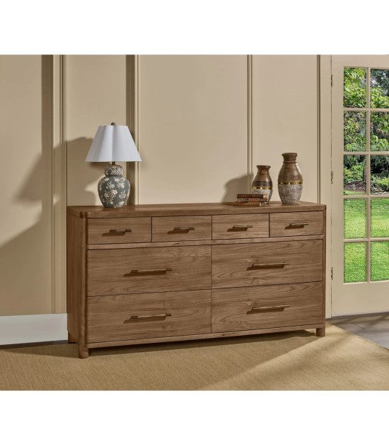 5PC Queen Bedroom Set Contemporary Style in Cabin Glow Finish – Hollis Collection by Modus Furniture