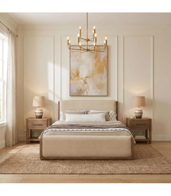 5PC Queen Bedroom Set Contemporary Style in Cabin Glow Finish – Hollis Collection by Modus Furniture