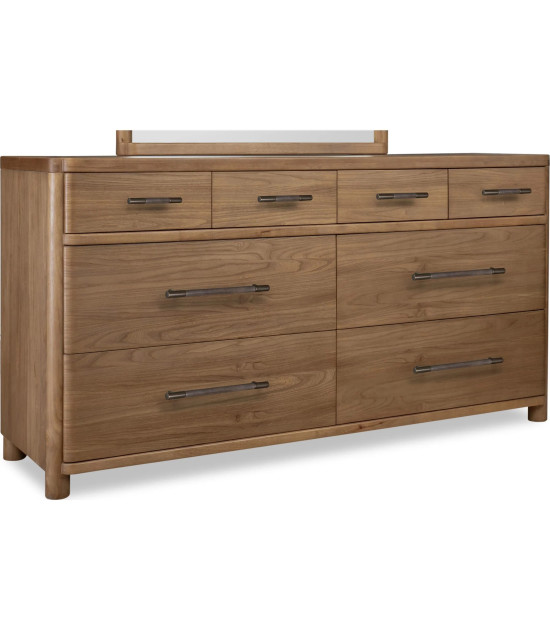 5PC Queen Bedroom Set Contemporary Style in Cabin Glow Finish – Hollis Collection by Modus Furniture