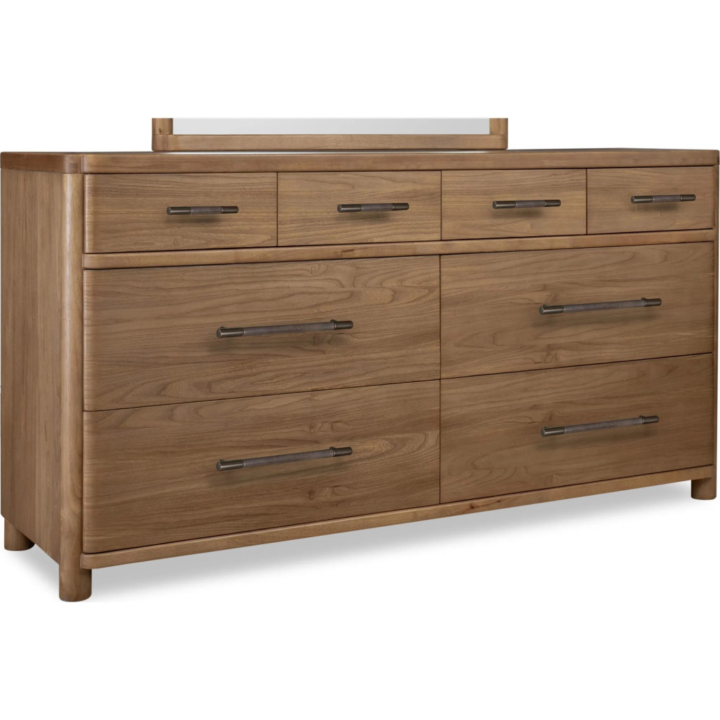 5PC Queen Bedroom Set Contemporary Style in Cabin Glow Finish – Hollis Collection by Modus Furniture