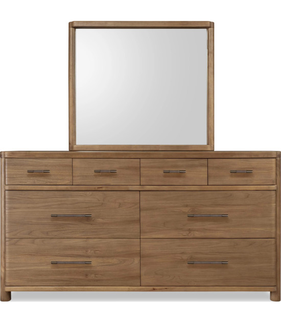 5PC Queen Bedroom Set Contemporary Style in Cabin Glow Finish – Hollis Collection by Modus Furniture