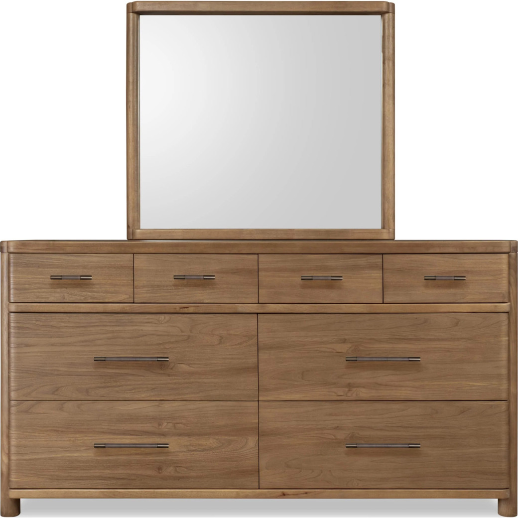 5PC Queen Bedroom Set Contemporary Style in Cabin Glow Finish – Hollis Collection by Modus Furniture