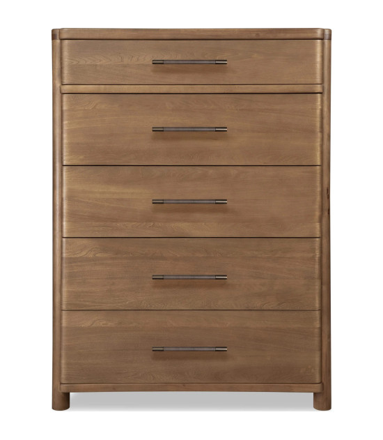 5PC Queen Bedroom Set Contemporary Style in Cabin Glow Finish – Hollis Collection by Modus Furniture