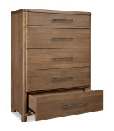 5PC Queen Bedroom Set Contemporary Style in Cabin Glow Finish – Hollis Collection by Modus Furniture