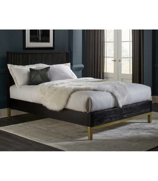 5PC Full Size Bedroom Set Contemporary Style in Black Drifted Oak Finish – Kentfield Collection by Modus Furniture