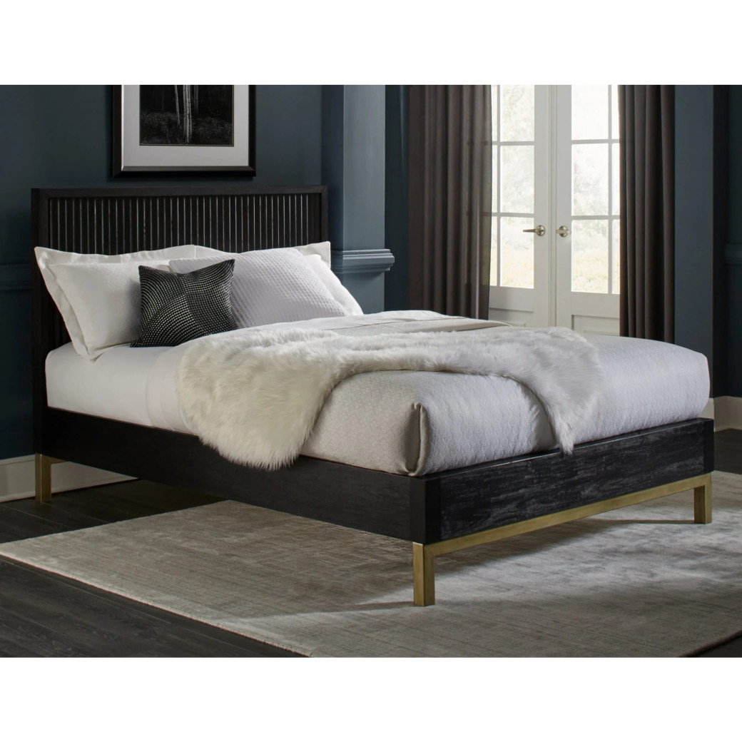 5PC Full Size Bedroom Set Contemporary Style in Black Drifted Oak Finish – Kentfield Collection by Modus Furniture