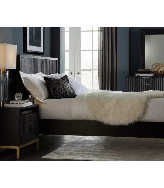 5PC Full Size Bedroom Set Contemporary Style in Black Drifted Oak Finish – Kentfield Collection by Modus Furniture