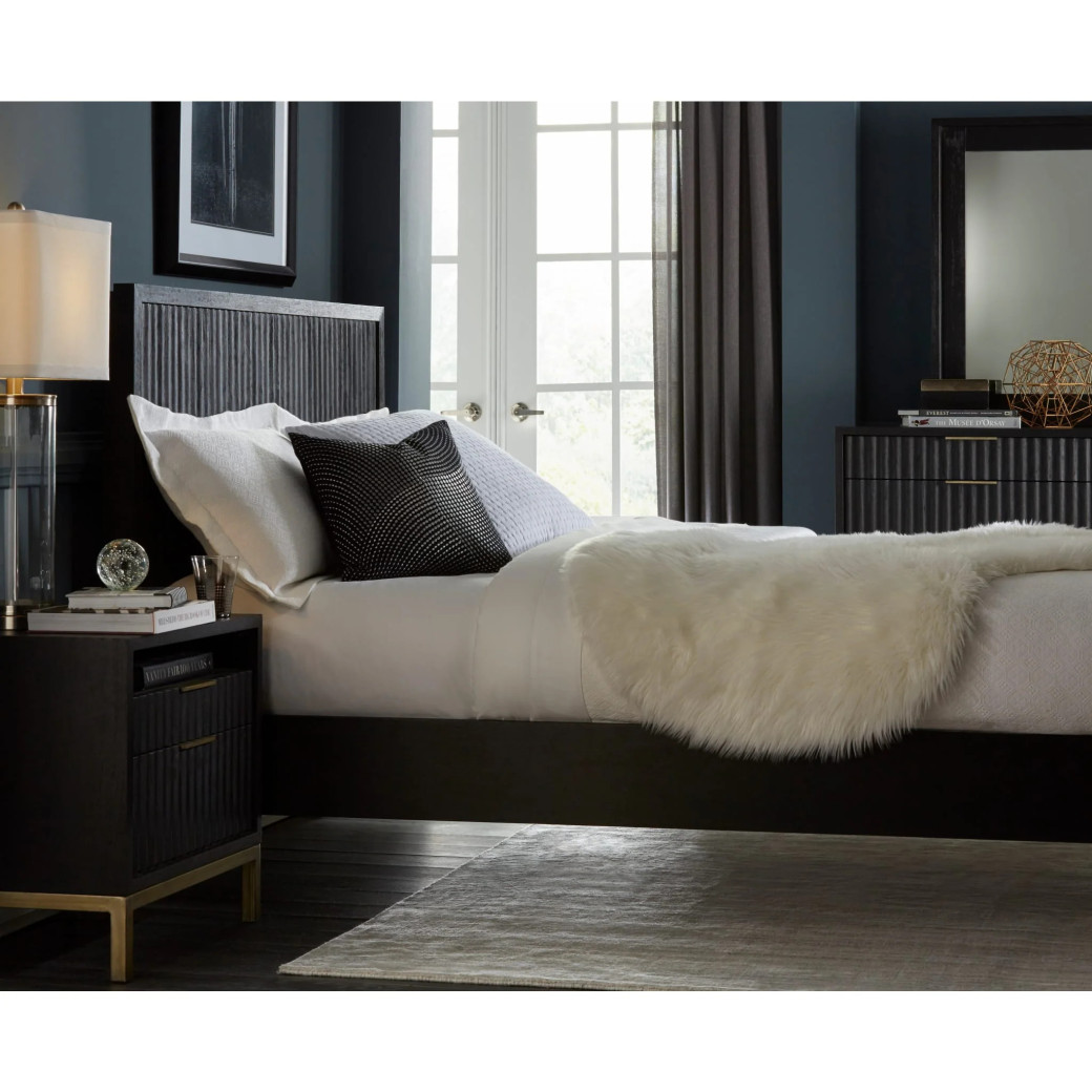 5PC Full Size Bedroom Set Contemporary Style in Black Drifted Oak Finish – Kentfield Collection by Modus Furniture