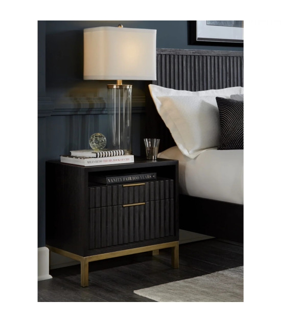 5PC Full Size Bedroom Set Contemporary Style in Black Drifted Oak Finish – Kentfield Collection by Modus Furniture
