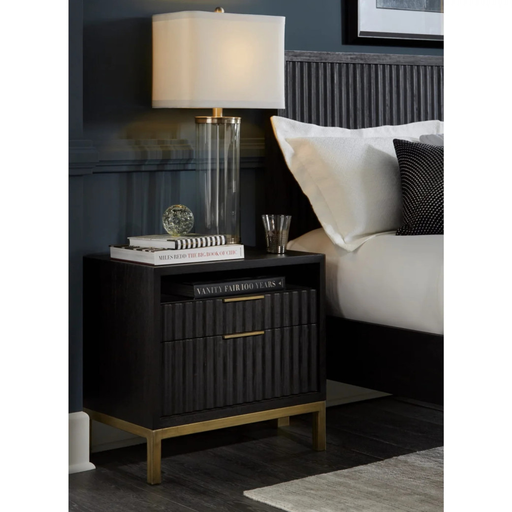 5PC Full Size Bedroom Set Contemporary Style in Black Drifted Oak Finish – Kentfield Collection by Modus Furniture