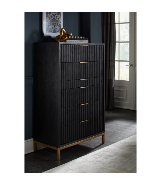 5PC Full Size Bedroom Set Contemporary Style in Black Drifted Oak Finish – Kentfield Collection by Modus Furniture