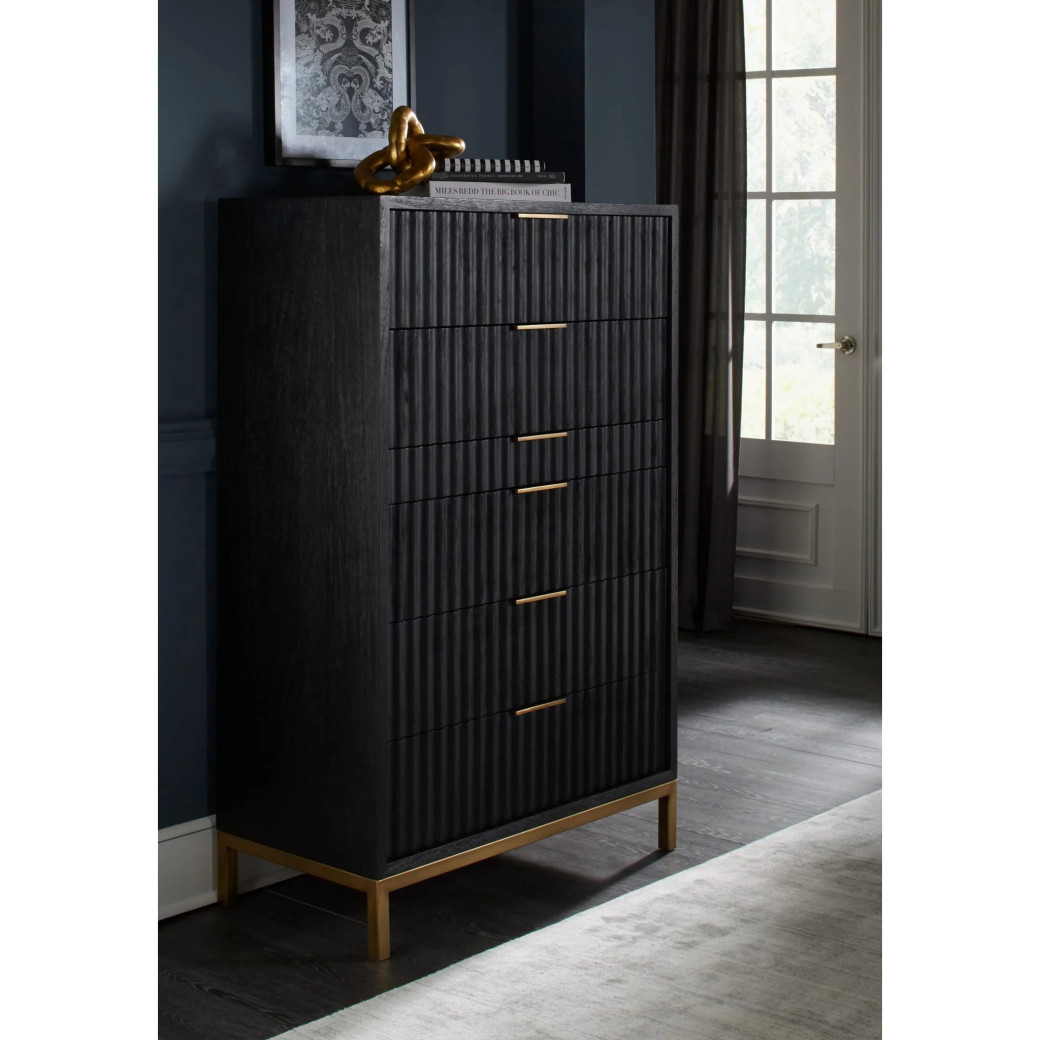 5PC Full Size Bedroom Set Contemporary Style in Black Drifted Oak Finish – Kentfield Collection by Modus Furniture