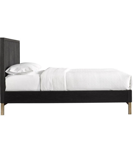 5PC Full Size Bedroom Set Contemporary Style in Black Drifted Oak Finish – Kentfield Collection by Modus Furniture