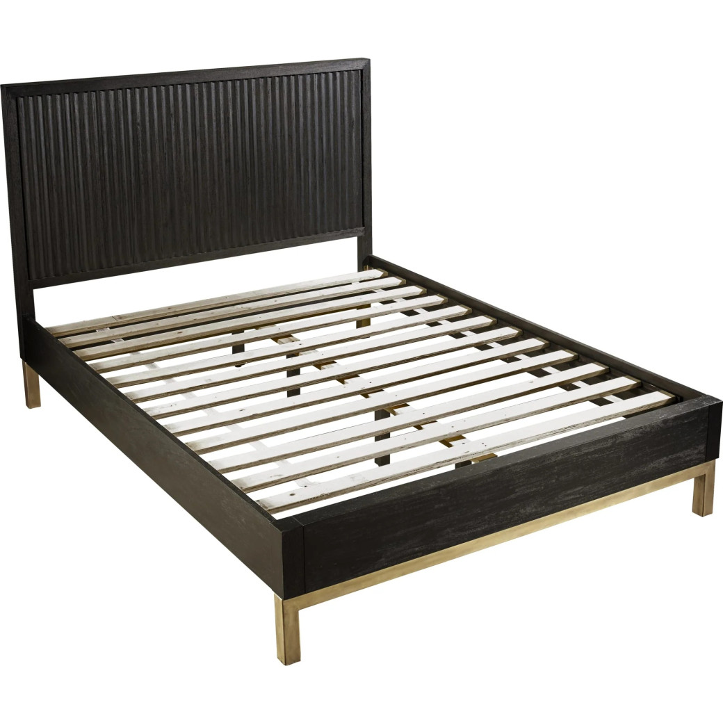 5PC Full Size Bedroom Set Contemporary Style in Black Drifted Oak Finish – Kentfield Collection by Modus Furniture