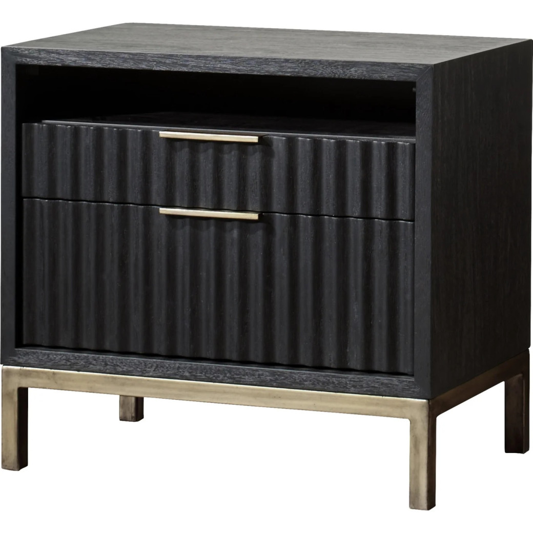 5PC Full Size Bedroom Set Contemporary Style in Black Drifted Oak Finish – Kentfield Collection by Modus Furniture