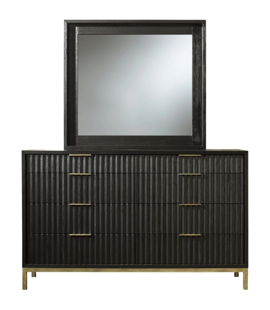 5PC Full Size Bedroom Set Contemporary Style in Black Drifted Oak Finish – Kentfield Collection by Modus Furniture
