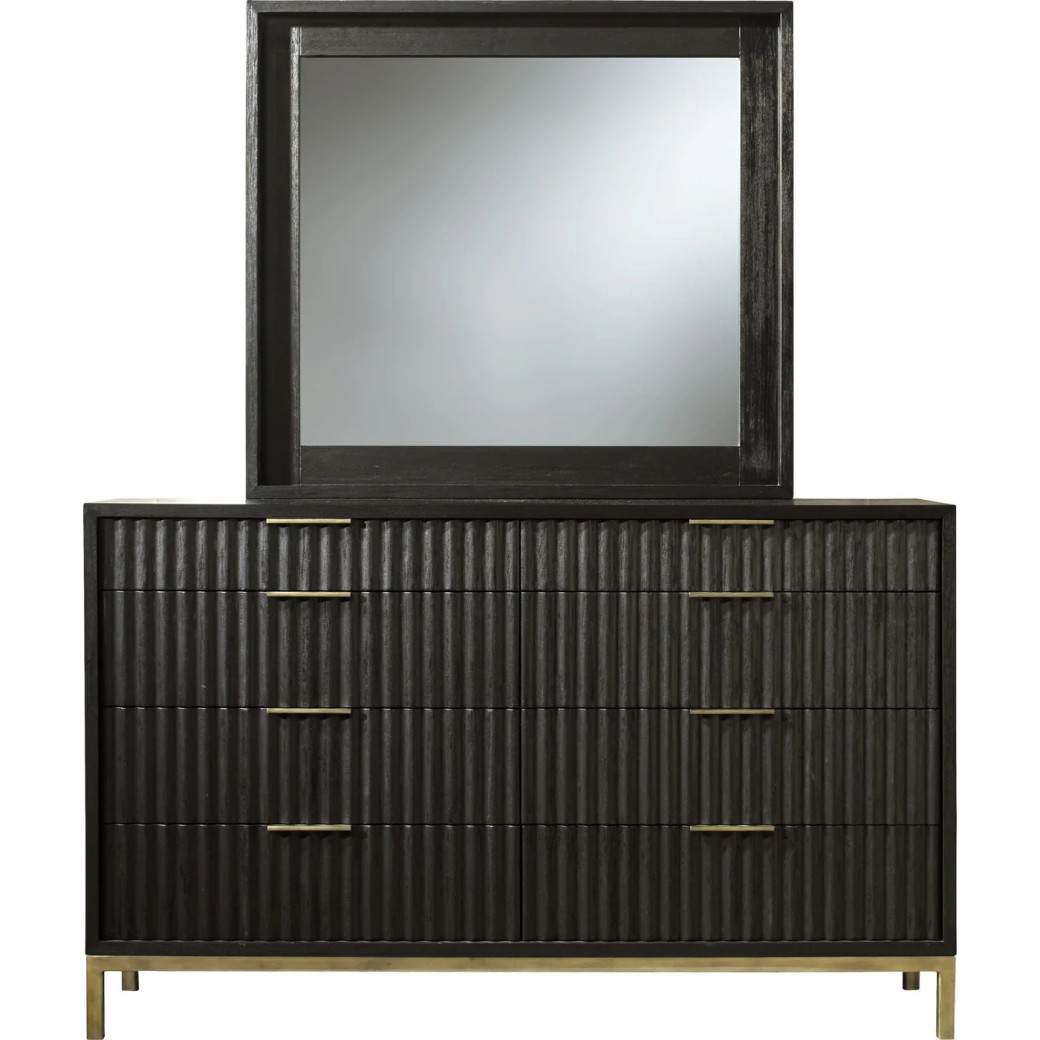 5PC Full Size Bedroom Set Contemporary Style in Black Drifted Oak Finish – Kentfield Collection by Modus Furniture