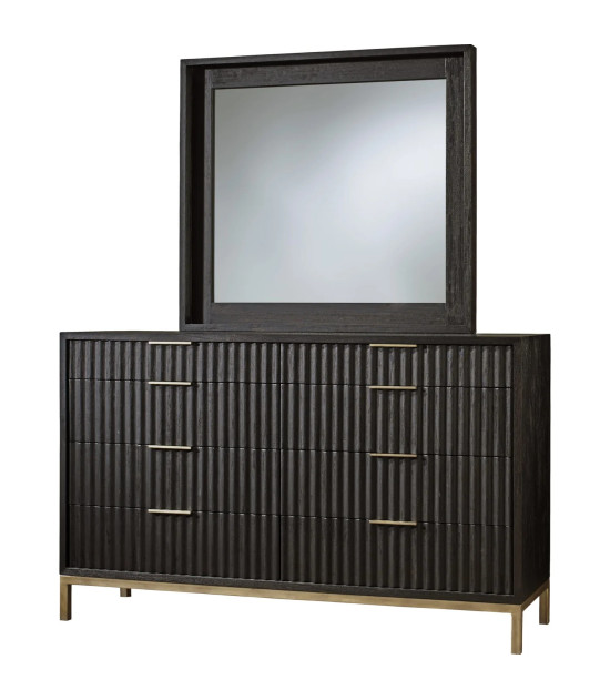 5PC Full Size Bedroom Set Contemporary Style in Black Drifted Oak Finish – Kentfield Collection by Modus Furniture