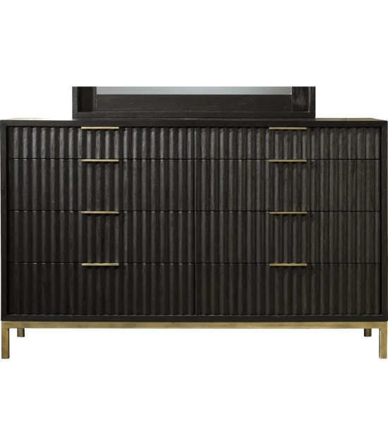 5PC Full Size Bedroom Set Contemporary Style in Black Drifted Oak Finish – Kentfield Collection by Modus Furniture