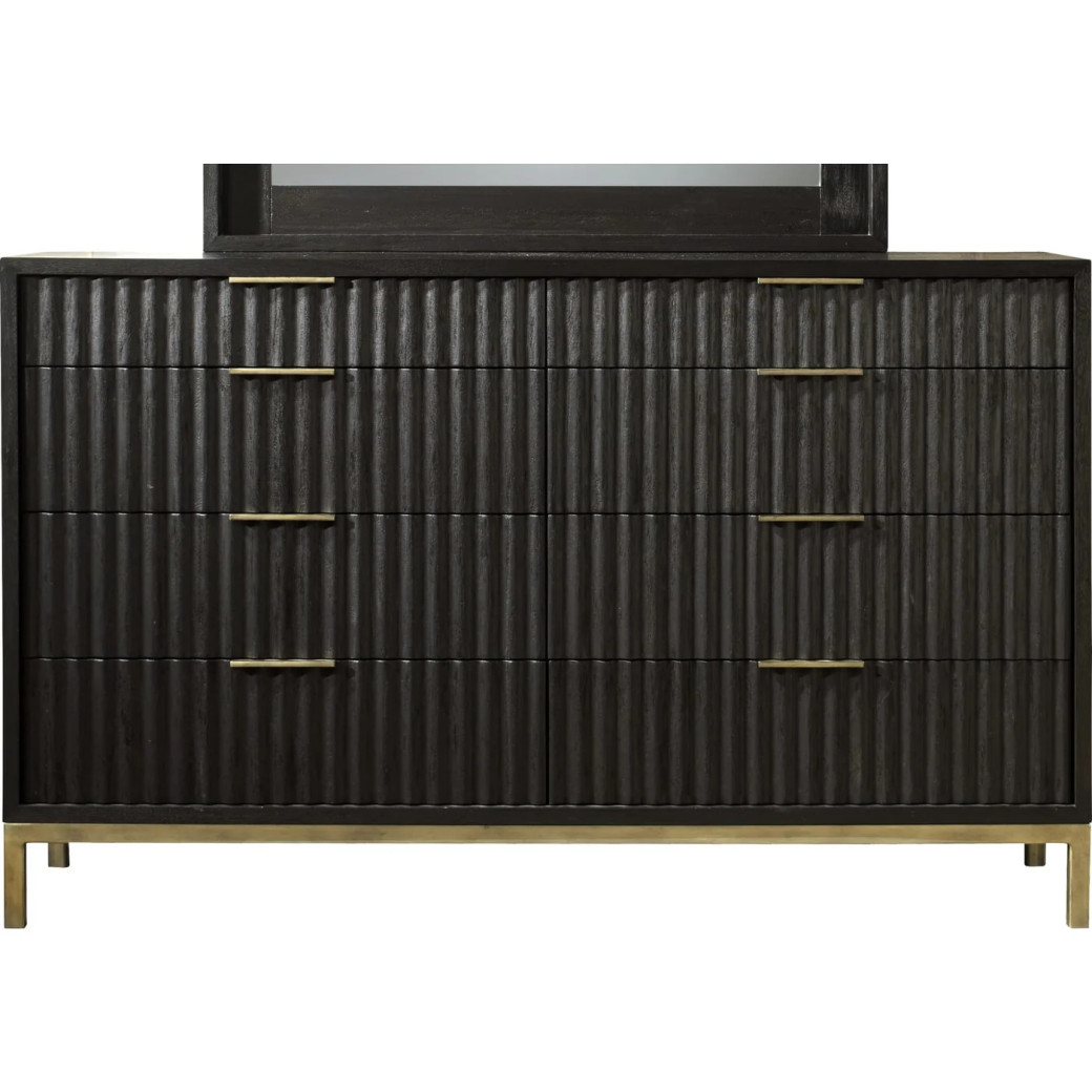 5PC Full Size Bedroom Set Contemporary Style in Black Drifted Oak Finish – Kentfield Collection by Modus Furniture