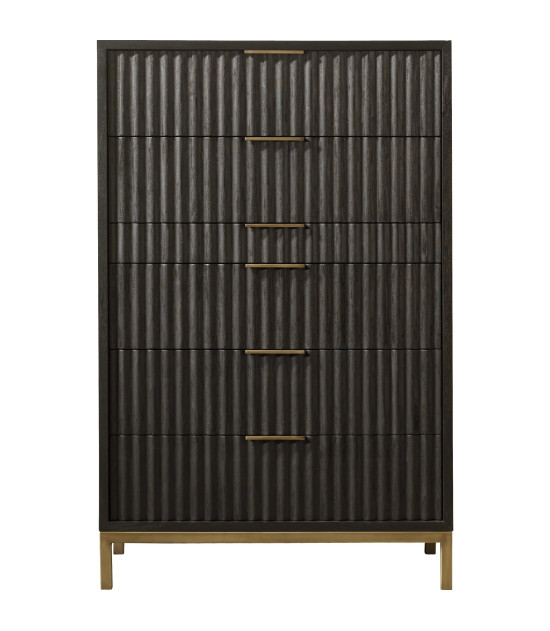 5PC Full Size Bedroom Set Contemporary Style in Black Drifted Oak Finish – Kentfield Collection by Modus Furniture